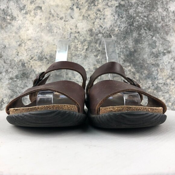 Mephisto Men\'s Size 8.5-9** Brown Leather Buckle Open Toe Slip On Slides Sandals main image 6
